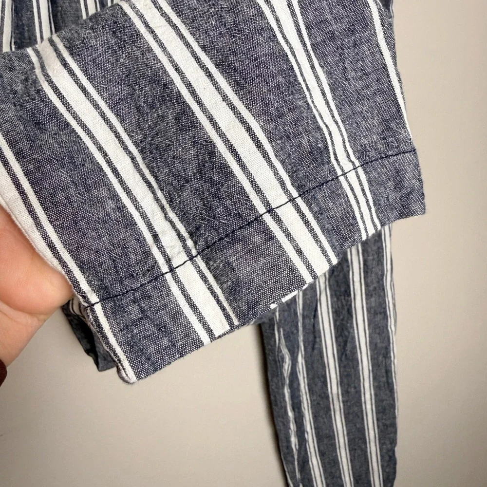 Abercrombie & Fitch S Paper Bag Railroad Striped Linen‎ Cotton Belt Stripe Pants